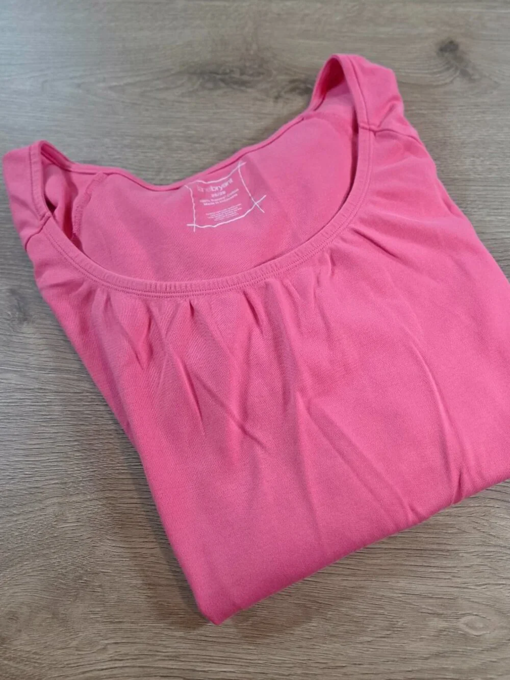 Lane Bryant Pink Supima Cotton Pleated Neck Short Sleeve Tee Shirt Size 26/28